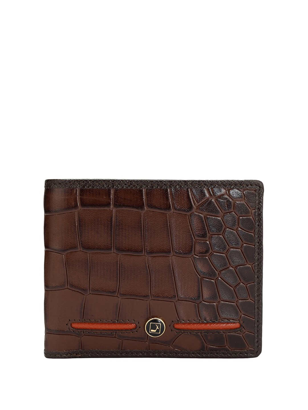 

Da Milano Men Textured Leather Three Fold Wallet, Brown