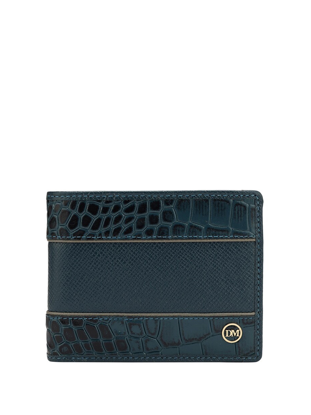 

Da Milano Men Textured Leather Two Fold Wallet, Navy blue
