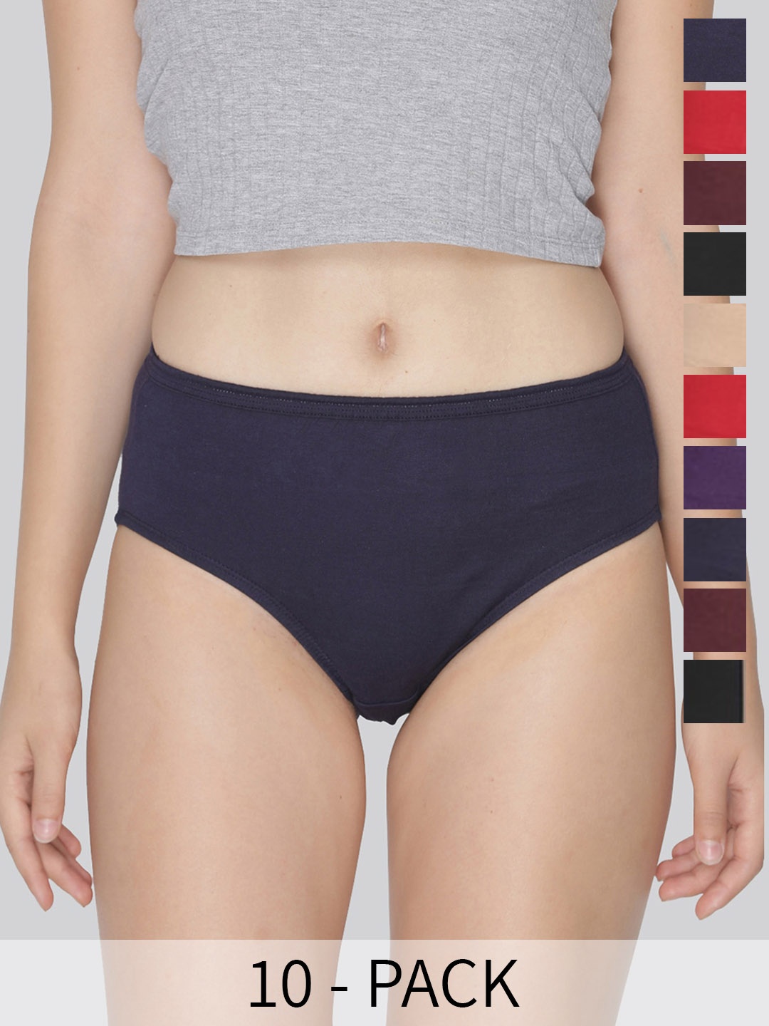 LYRA Pack Of 10 Assorted Anti-Odour Hipster Briefs