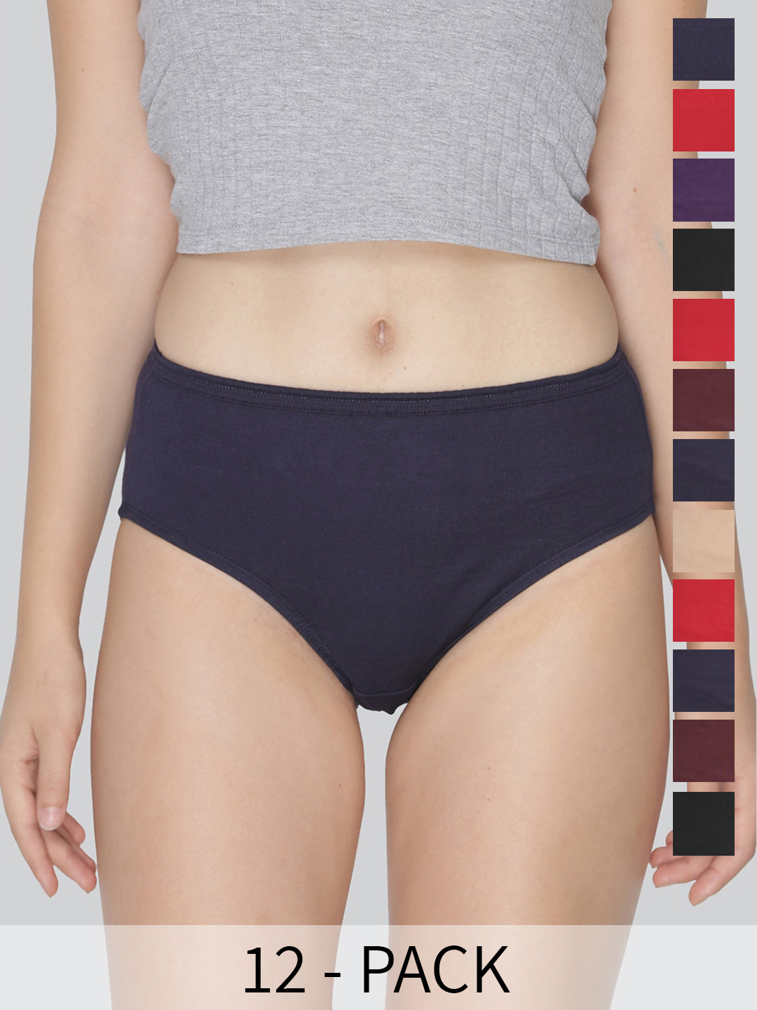 

LYRA Pack Of 12 Assorted Anti-Odour Mid-Rise Hipster Briefs
