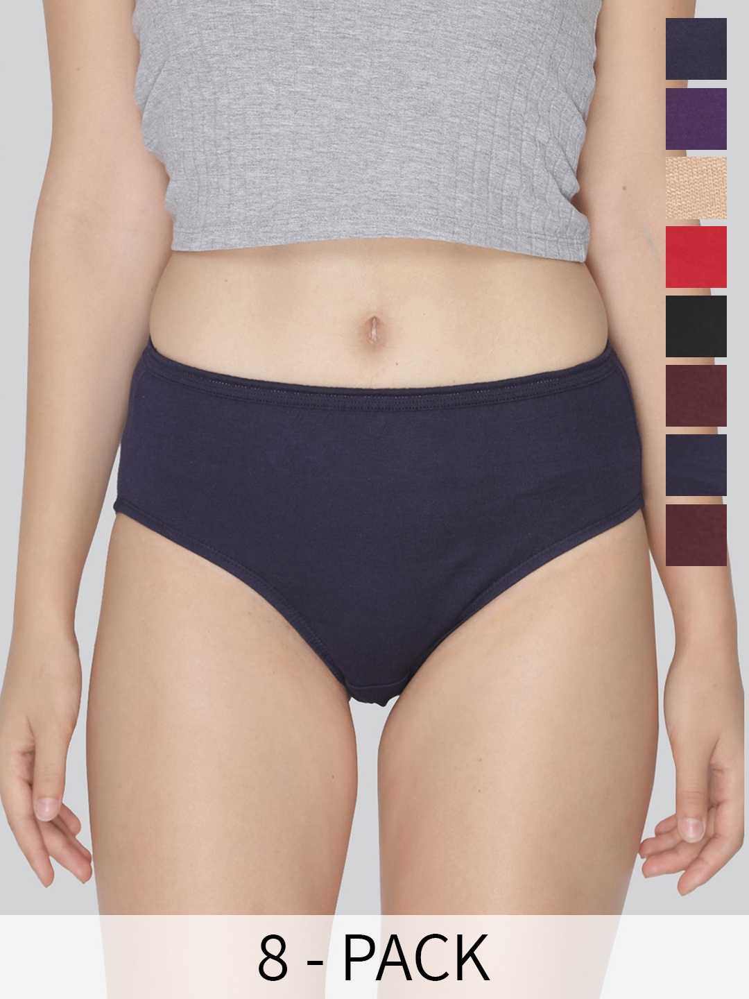 

LYRA Pack Of 8 Assorted Anti-Odour Hipster Briefs