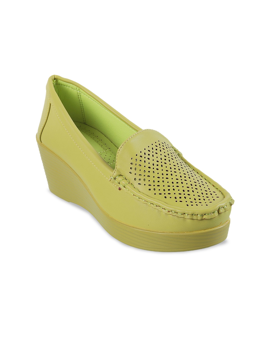 

Metro Laser Cuts Wedge Heeled Pumps, Yellow