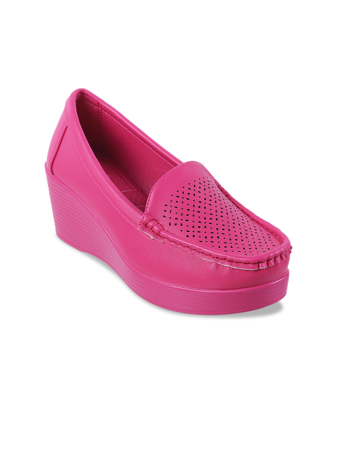 

Metro Textured Round Toe Flatform Heeled Pumps, Pink