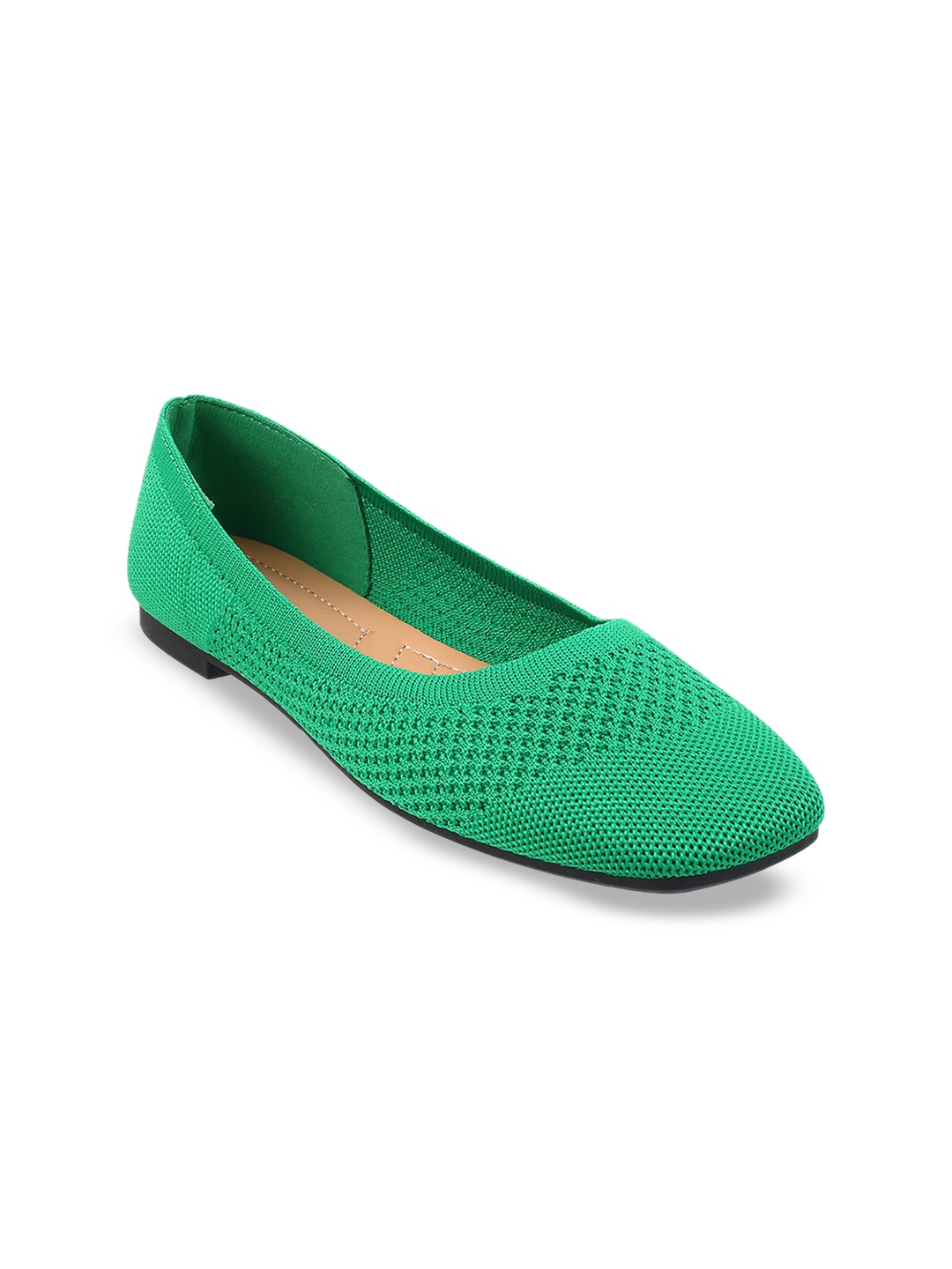 

Metro Textured Square Toe Ballerinas, Green