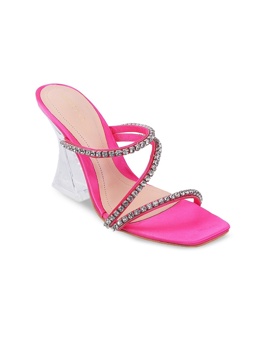 

Metro Embellished Open Toe Block Heels, Pink
