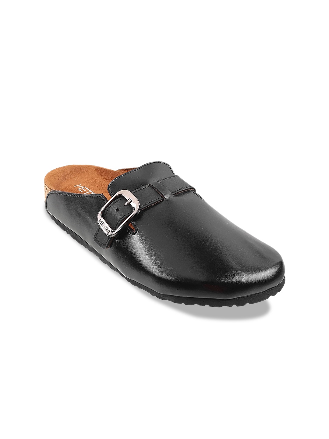 

Metro Round Toe Buckles Mules, Black