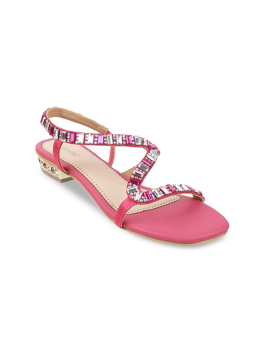 

Metro Embellished Open Toe Block Heels, Pink