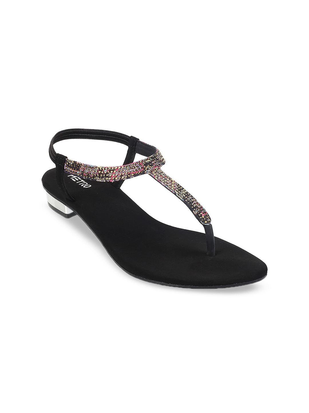

Metro Embellished T-Strap Flats, Black