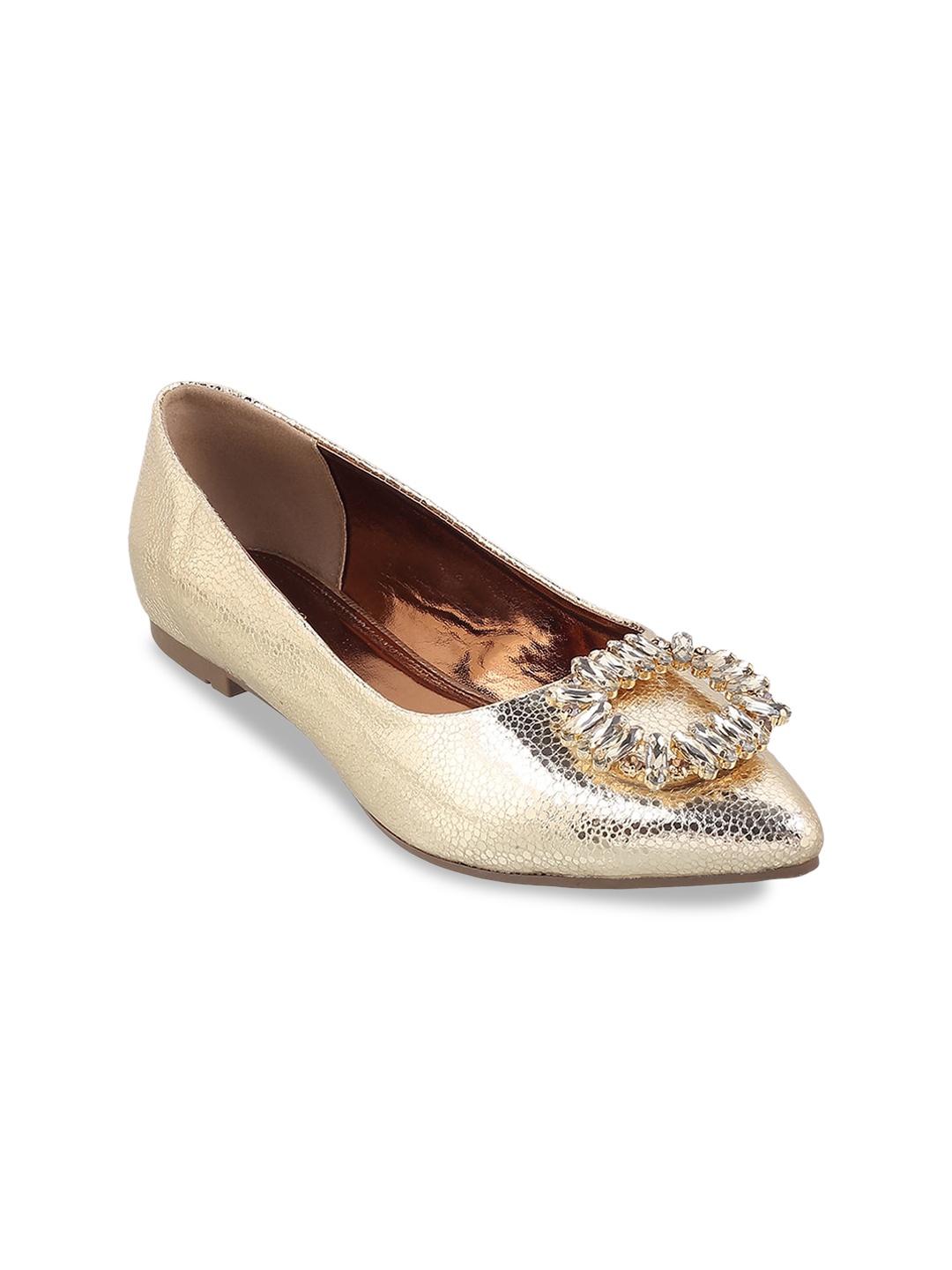 

Metro Embellished Pointed Toe Ballerinas, Gold
