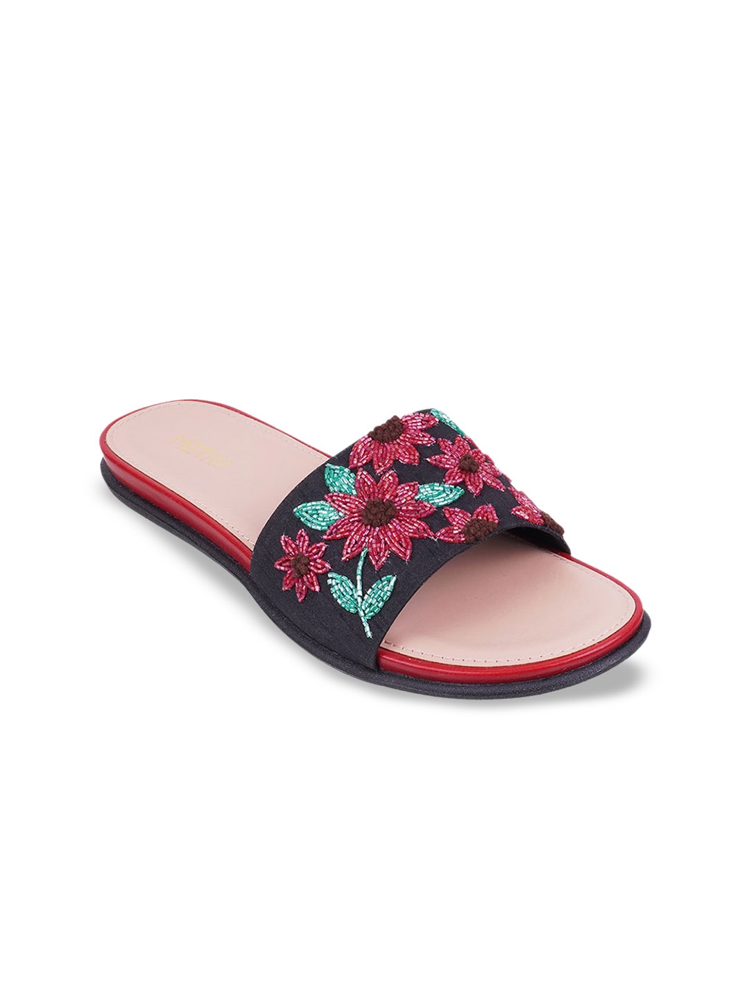 

Metro Embellished Open Toe Flats, Red