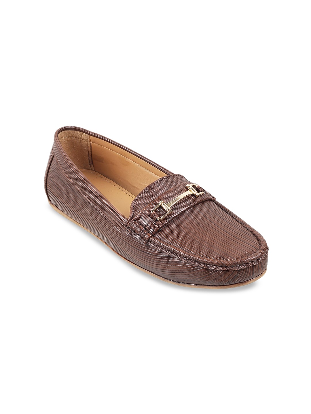 

WALKWAY by Metro Textured Buckle Detailed Ballerinas, Tan