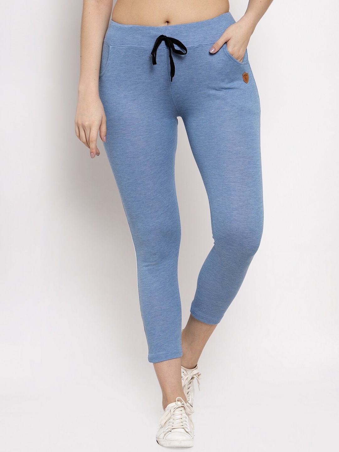 

Miaz Lifestyle Women Mid Rise Pure Cotton Skinny Fit Sports Track Pants, Blue