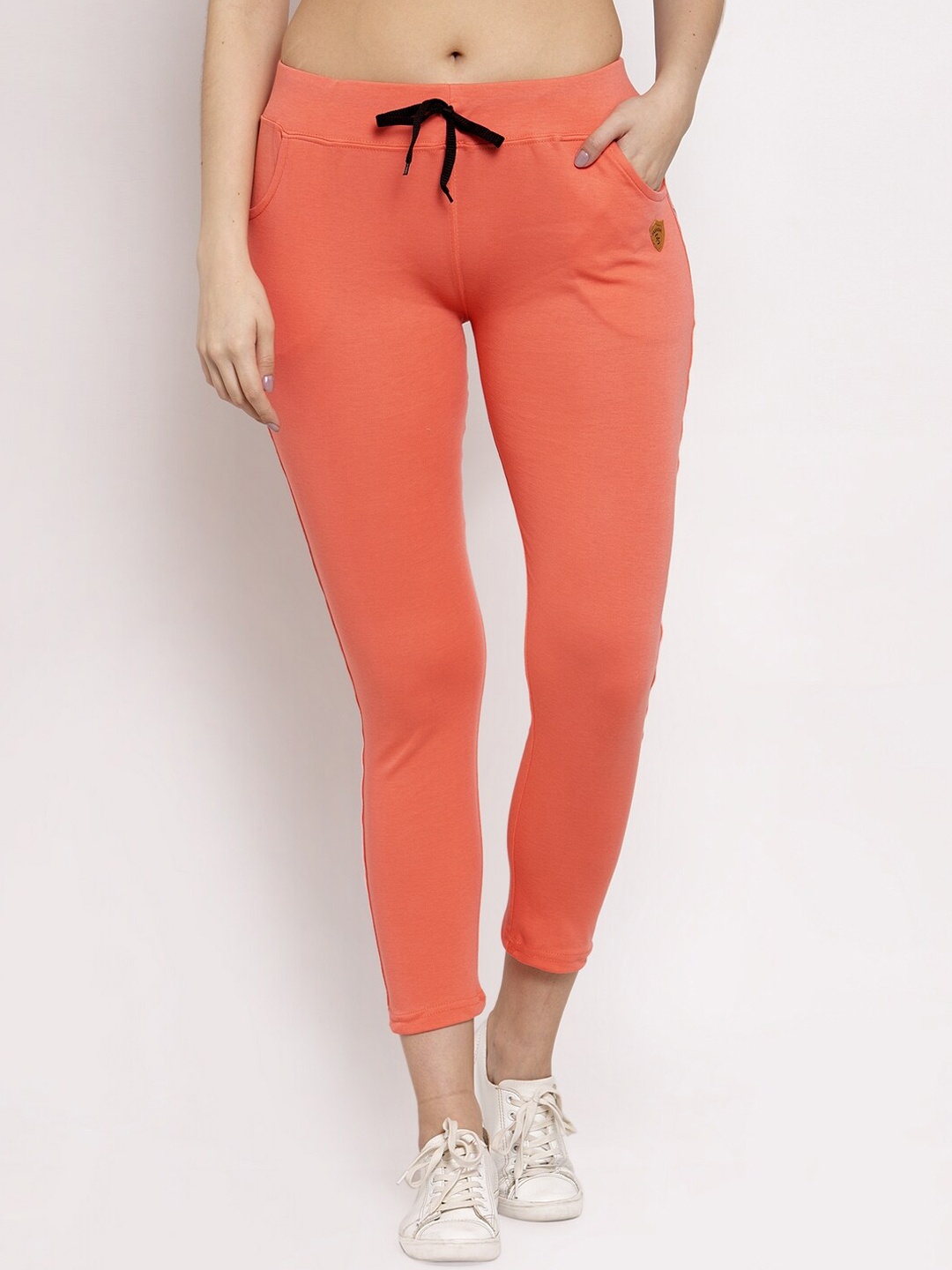 

Miaz Lifestyle Women Mid Rise Pure Cotton Skinny Fit Sports Track Pants, Orange