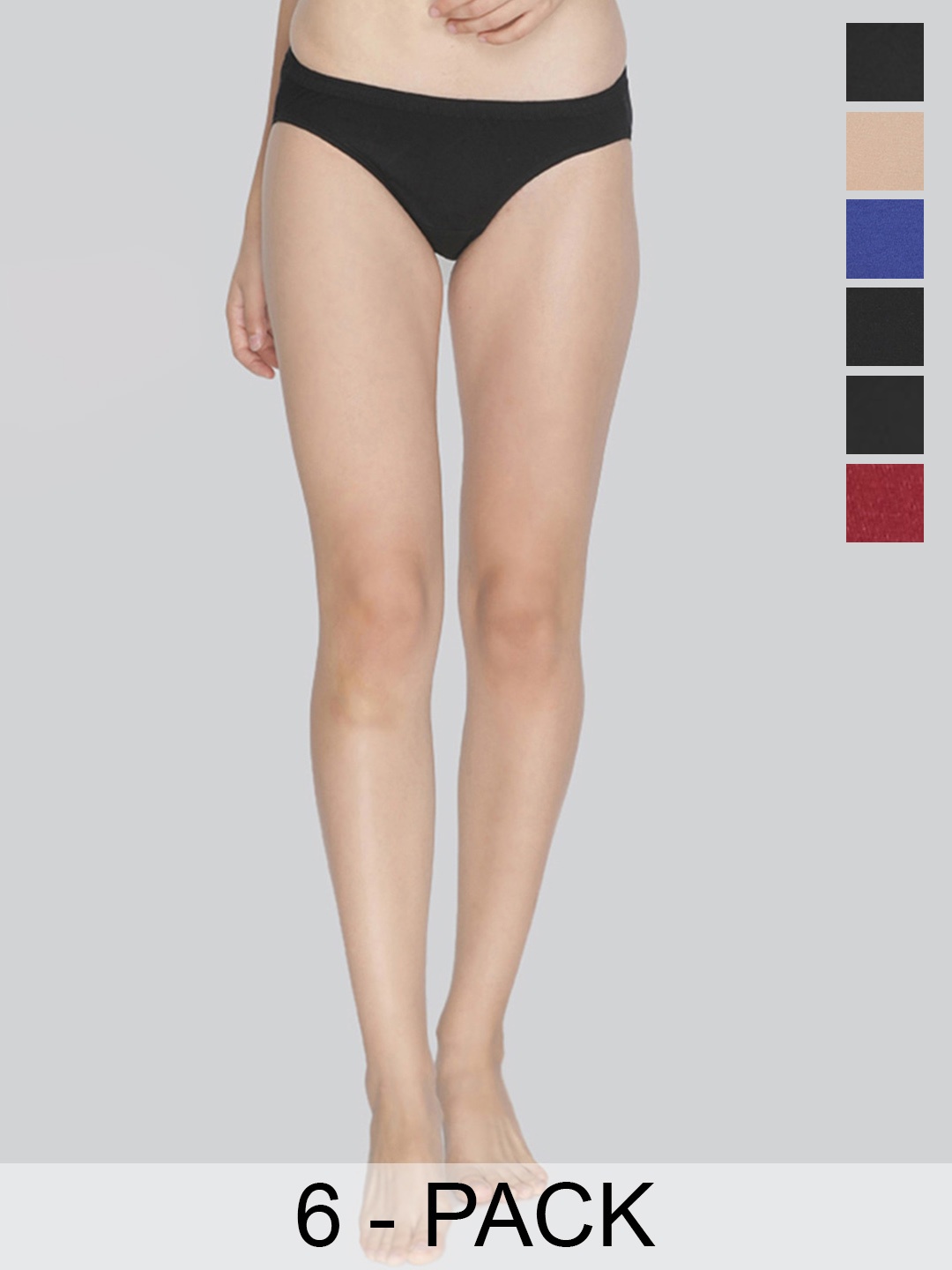 LYRA Pack of 6 Assorted Anti-Odour Mid-Rise Bikini Briefs