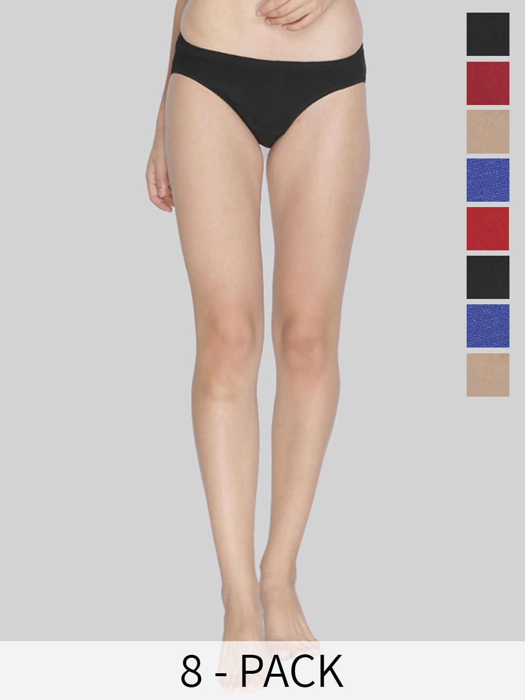 

LYRA Pack Of 8 Assorted Anti-Odour Mid-Rise Bikini Briefs