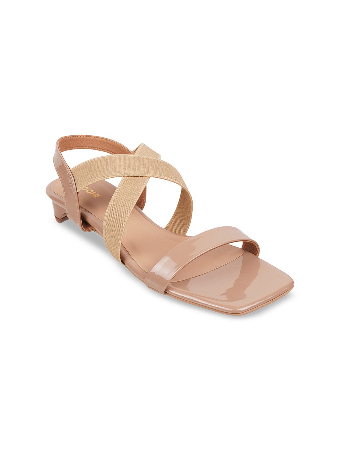 

Mochi Strappy Open Toe Block Heels, Beige