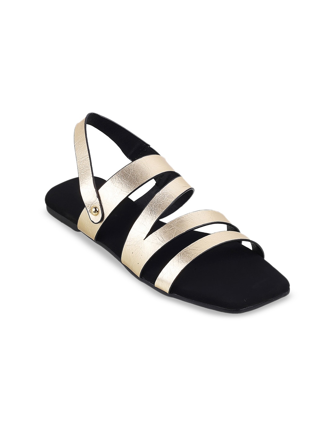 

Mochi Textured Open Toe Flats, Gold
