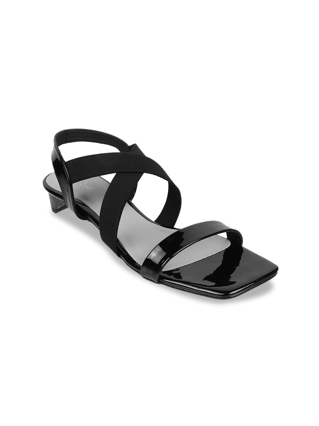 

Mochi Strappy Open Toe Block Heels, Black