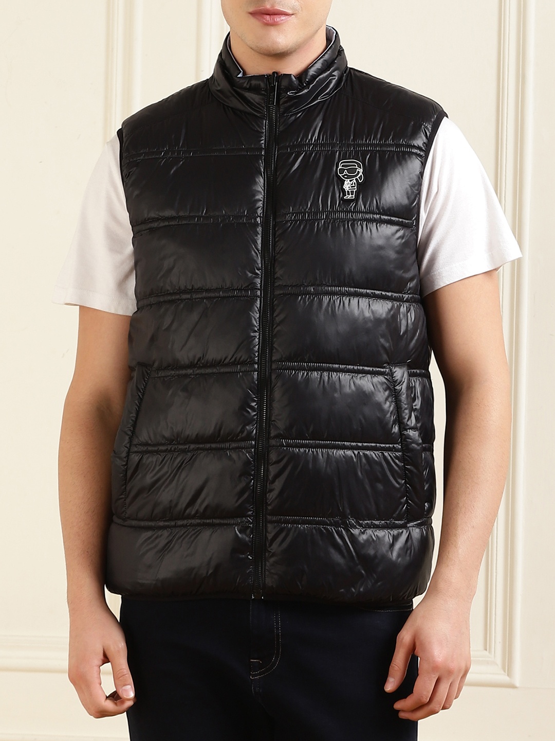 

Karl Lagerfeld Stand Collar Reversible Gilet Puffer Jacket, Blue