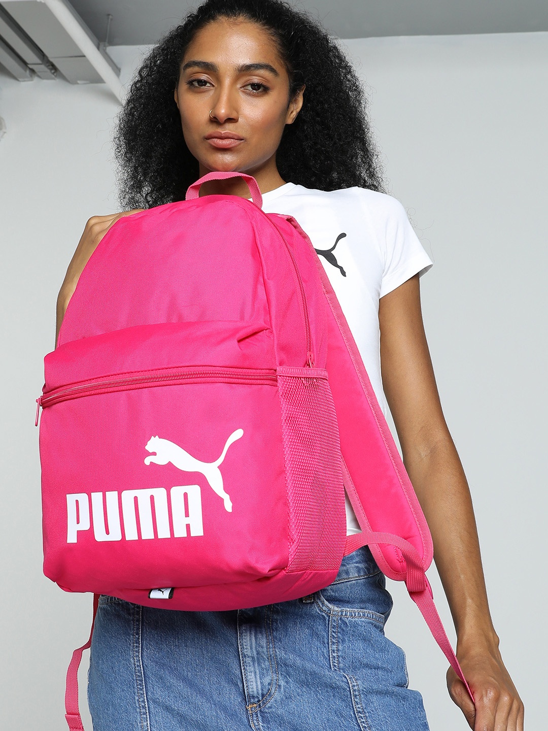 

Puma Unisex Brand Logo Print Phase Medium-Sized Backpack, Pink