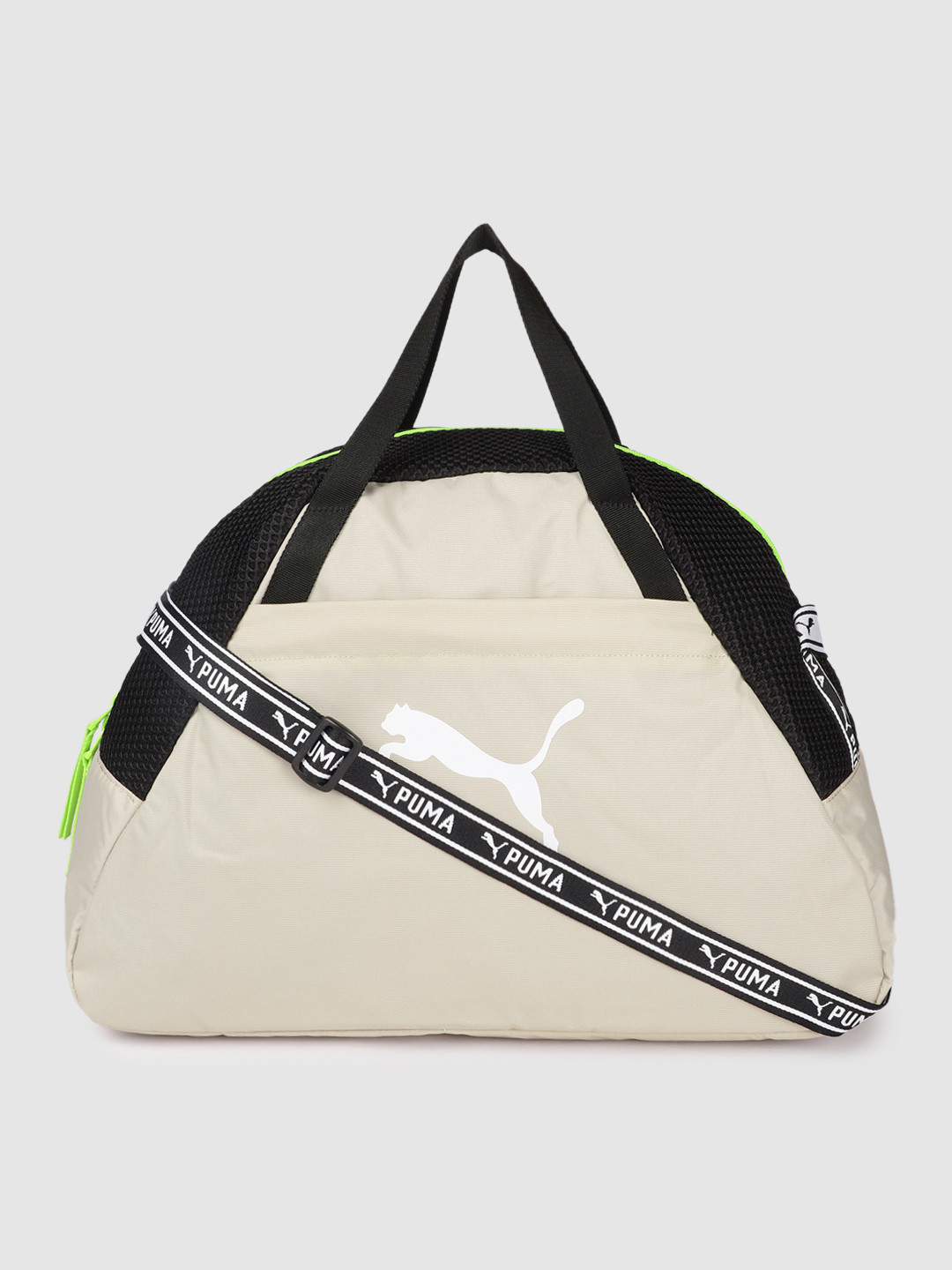 

Puma Women Brand Logo Printed Active Training Duffel Bag, Beige