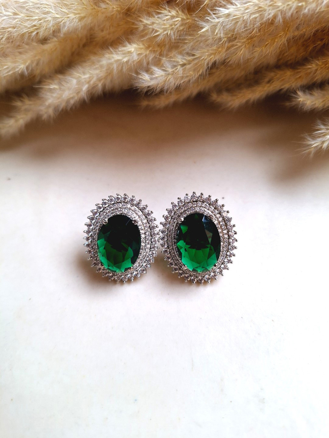 

XAGO Silver-Plated Cubic Zirconia Studded Studs Earrings