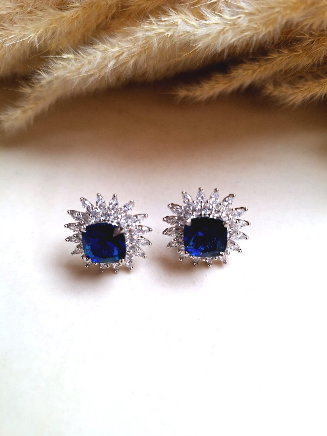 

XAGO Silver-Plated Cubic Zirconia Studded Studs Earrings