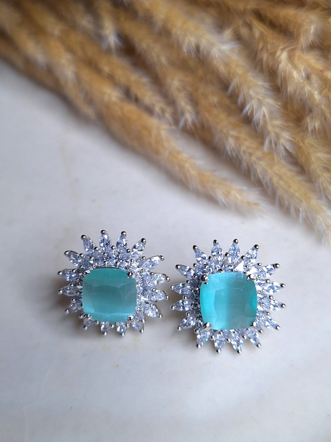 

XAGO Silver-Plated Cubic Zirconia Studded Studs Earrings