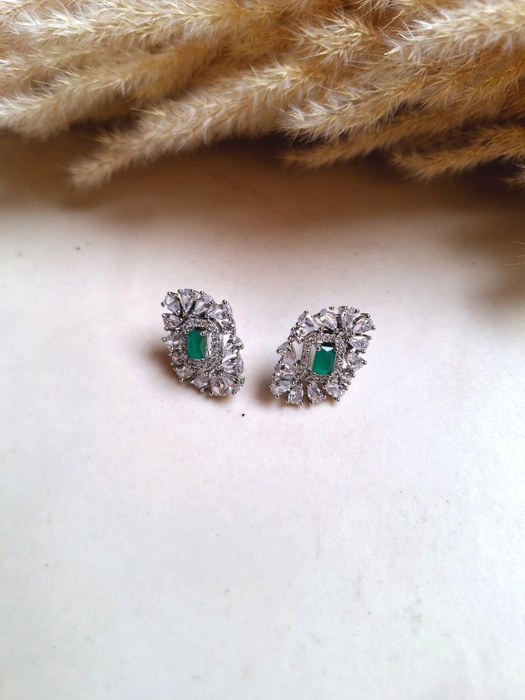 

XAGO Silver-Plated American Diamond Studded Studs Earrings