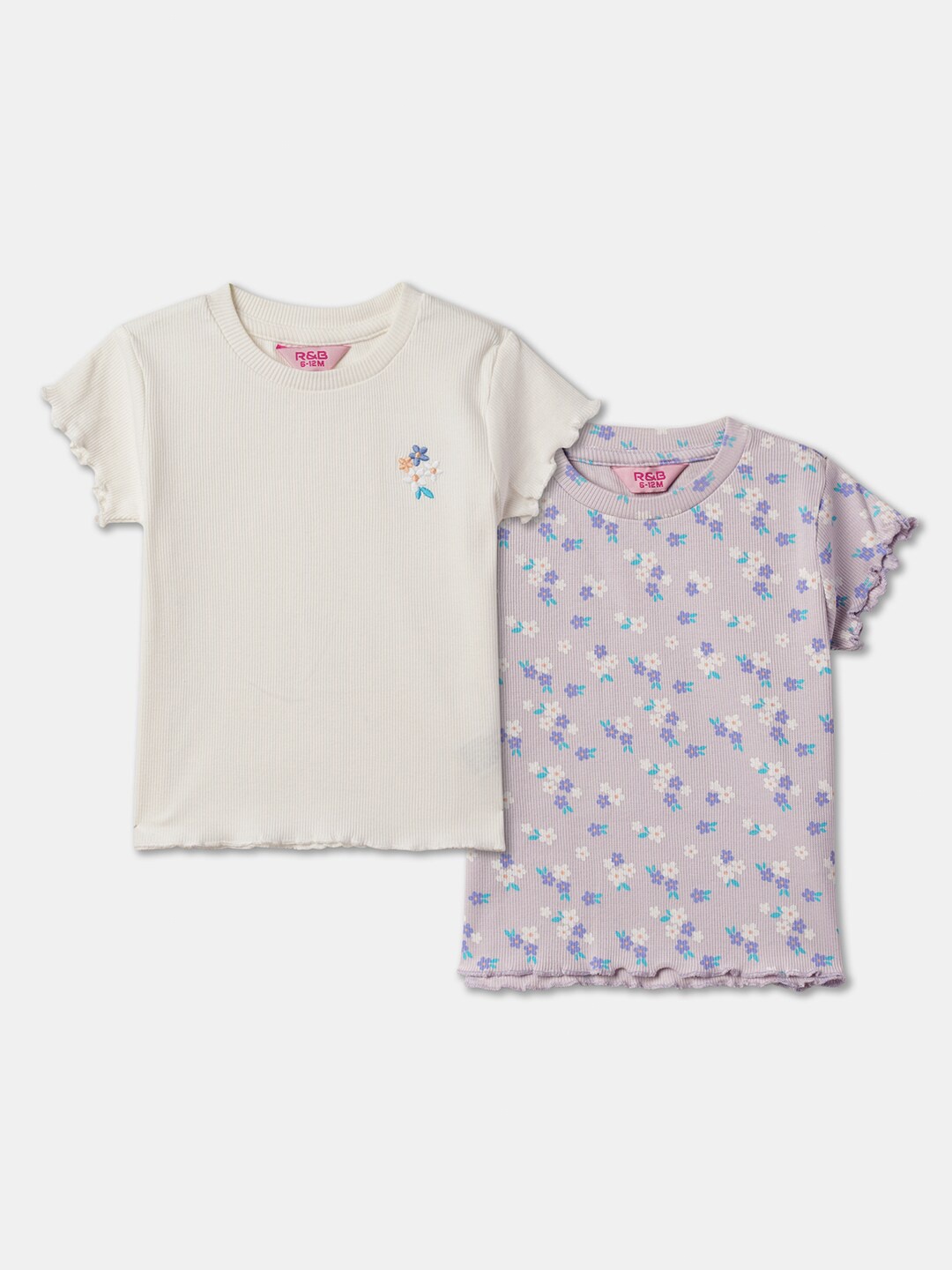 

R&B Girls Pack Of 2 Cotton T-shirt, White