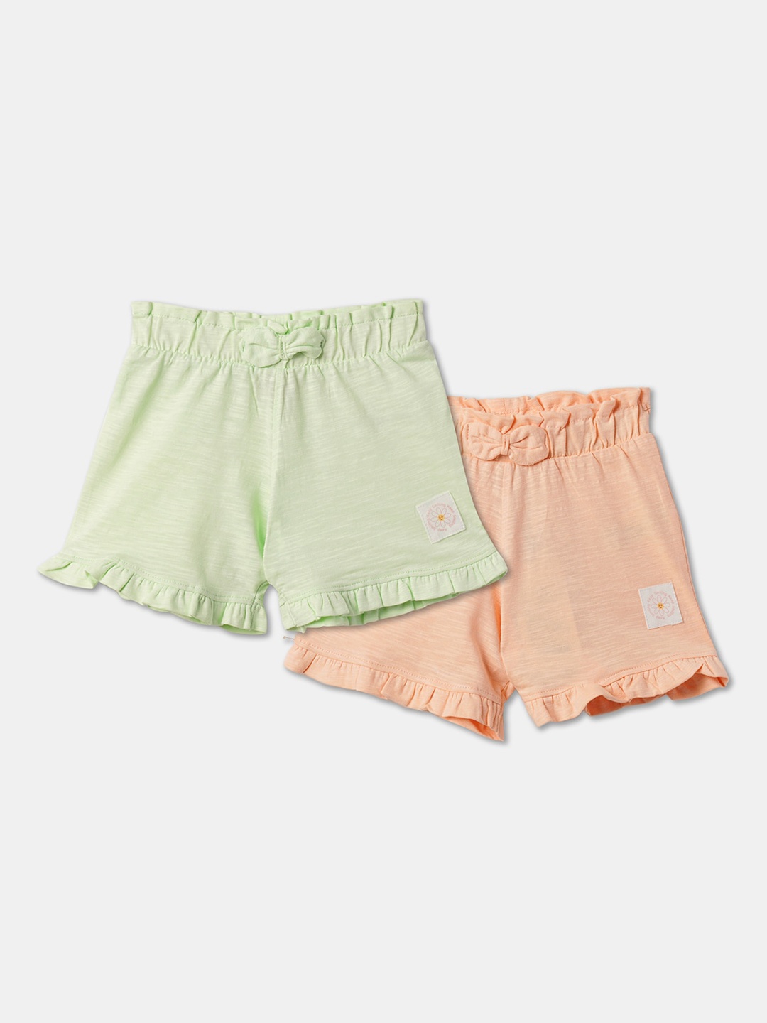 

R&B Infant Girls Pack Of 2 Cotton Shorts, Peach