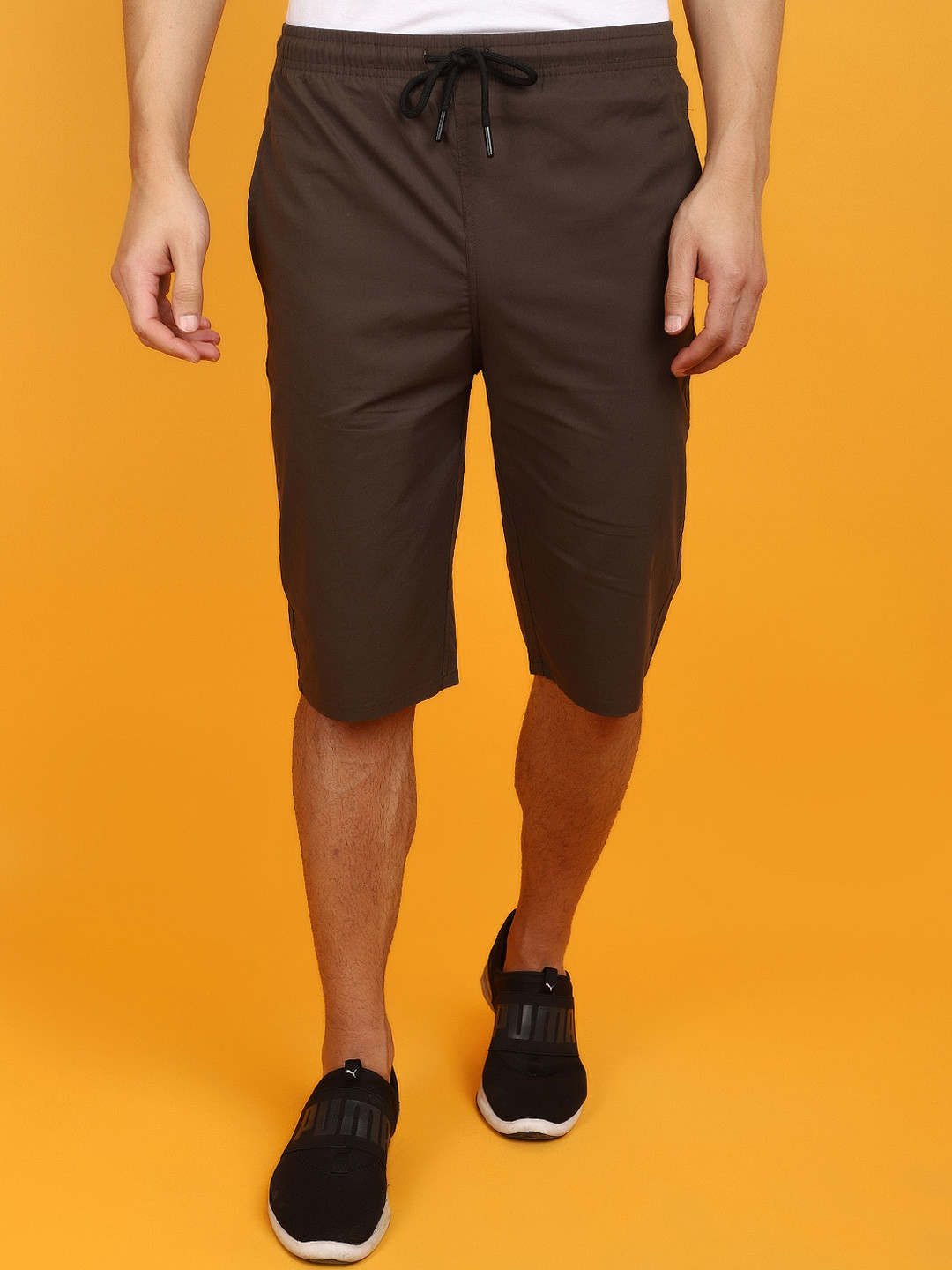 

V-Mart Men Mid-Rise Cotton Shorts, Brown