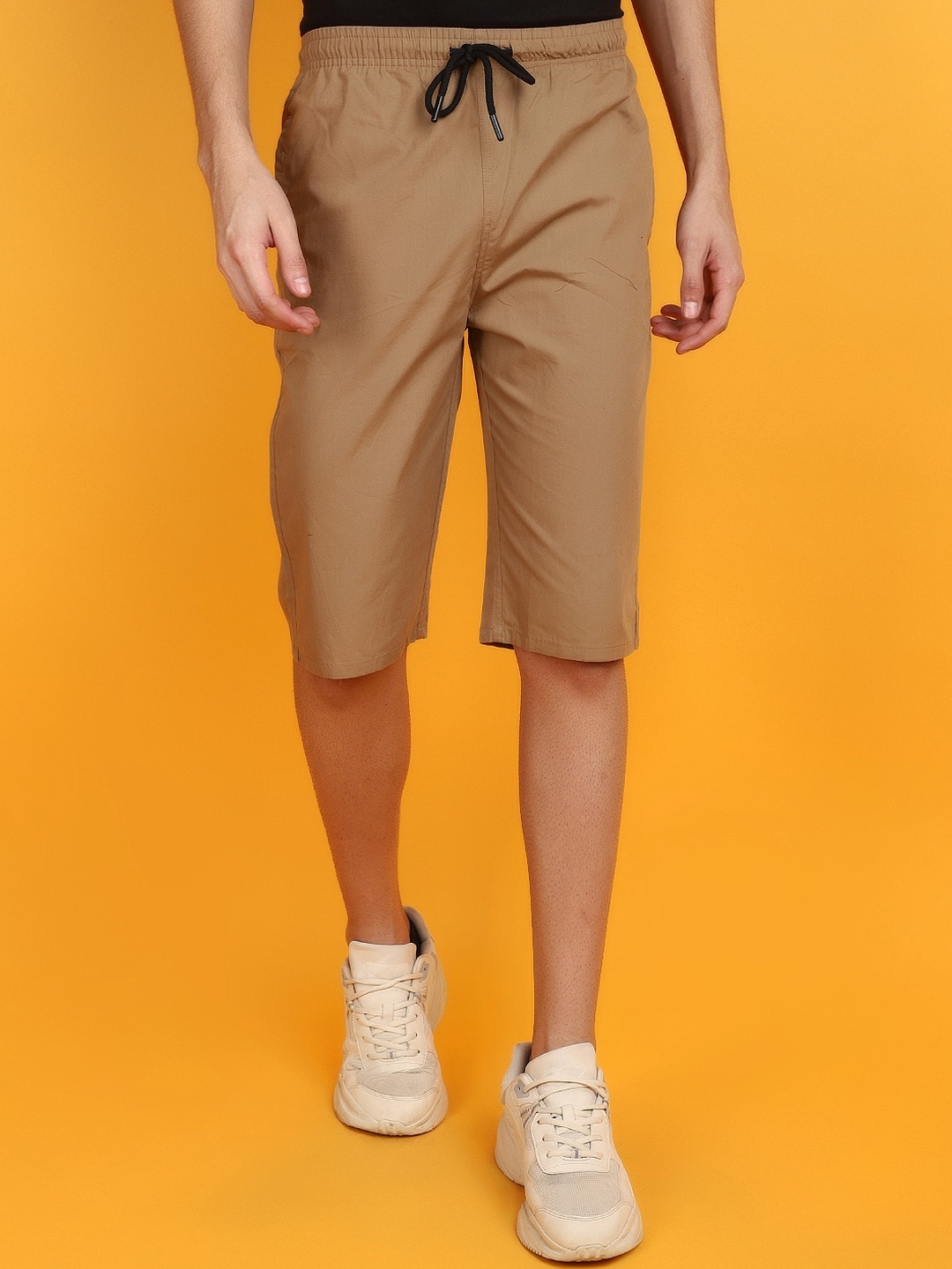 

V-Mart Men Mid-Rise Cotton Shorts, Beige