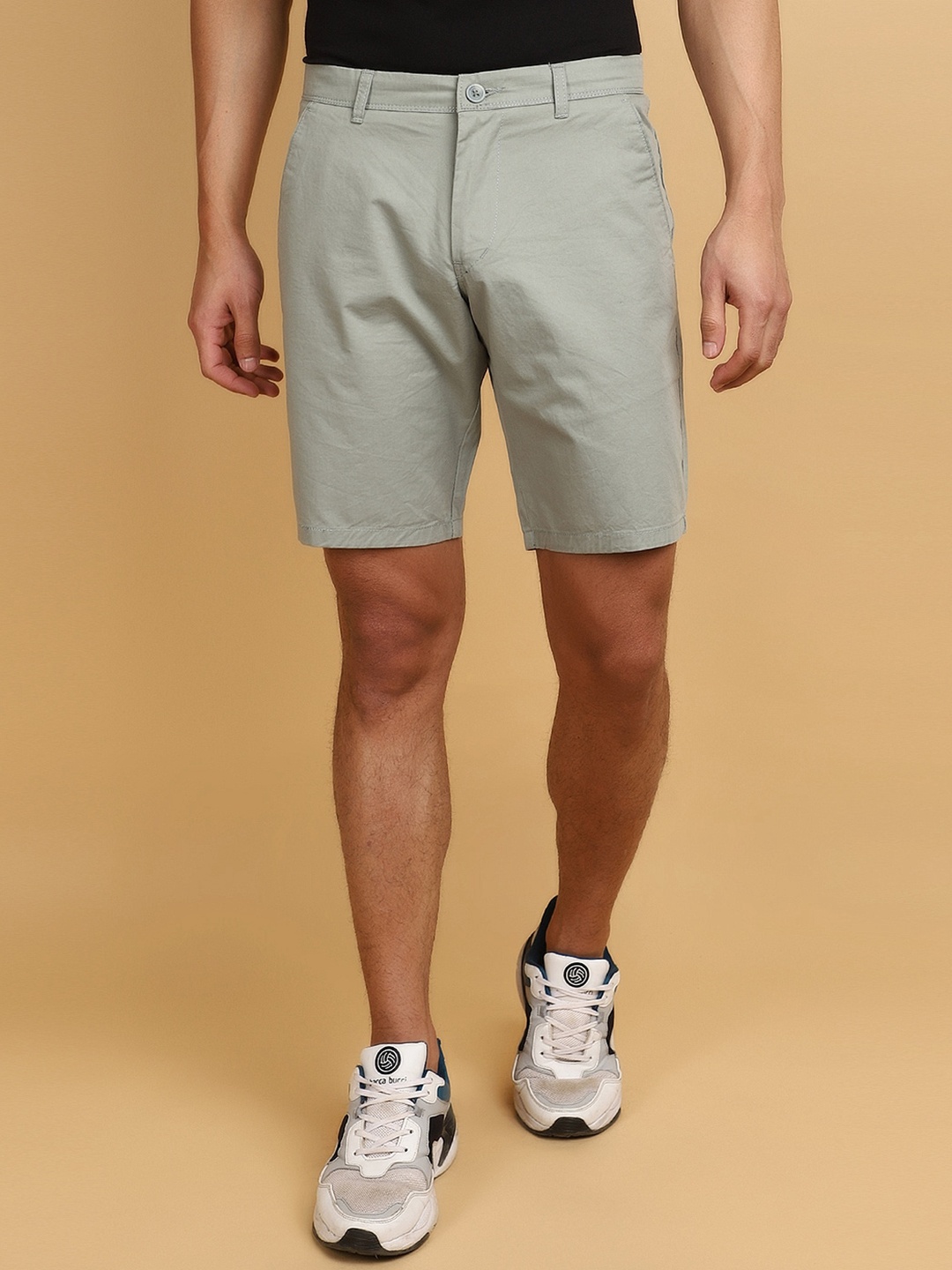 

V-Mart Men Mid-Rise Cotton Twill Shorts, Green