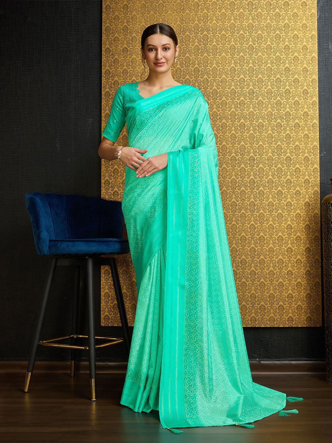 

Ishin Striped Saree, Teal