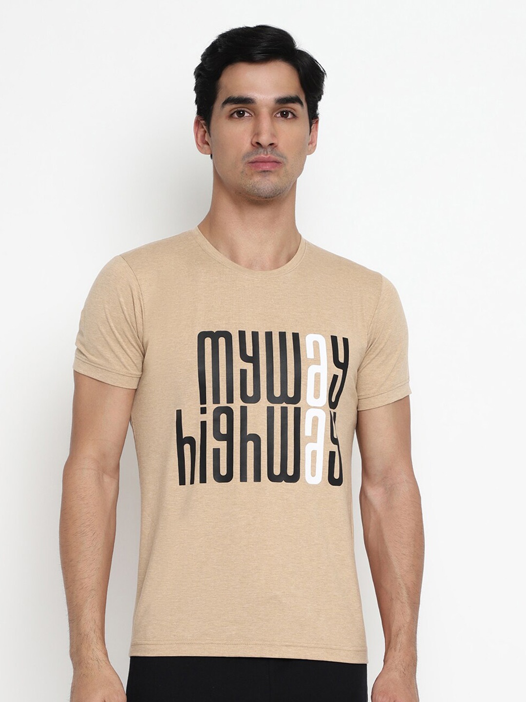 

Spolei Typography Printed Cotton T-shirt, Beige