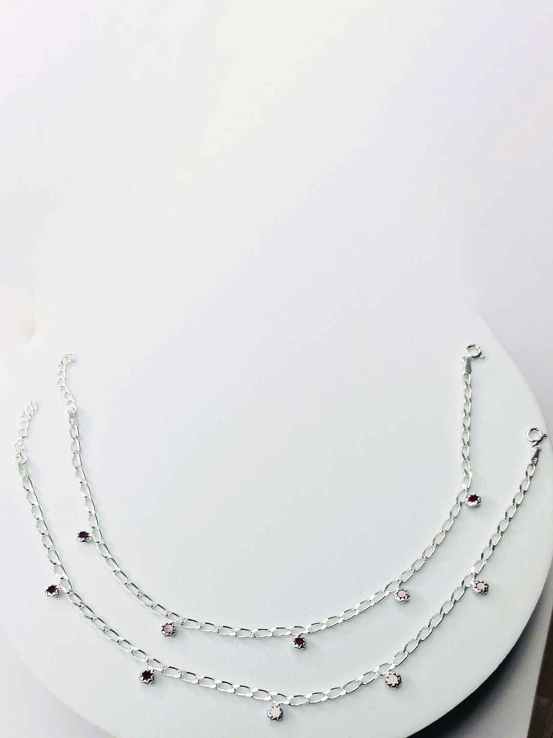 

Arte Jewels Set Of 2 92.5 Silver Anklet