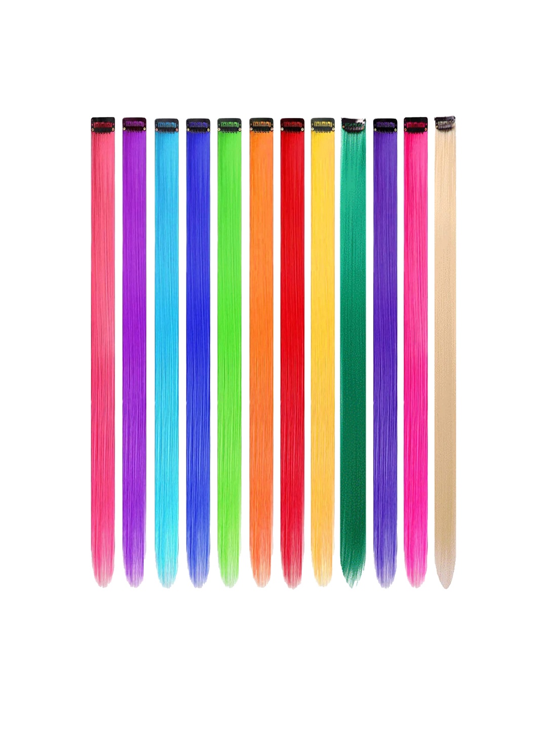 

VAGHBHATT 12-Pcs Clip In Colored Hair Extensions, Multi