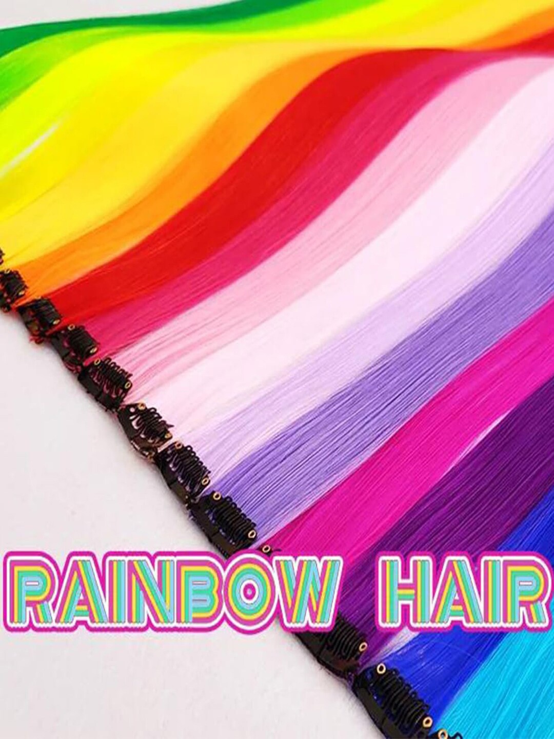 

VAGHBHATT 12-Pcs Clip-In Colored Hair Extensions, Multi