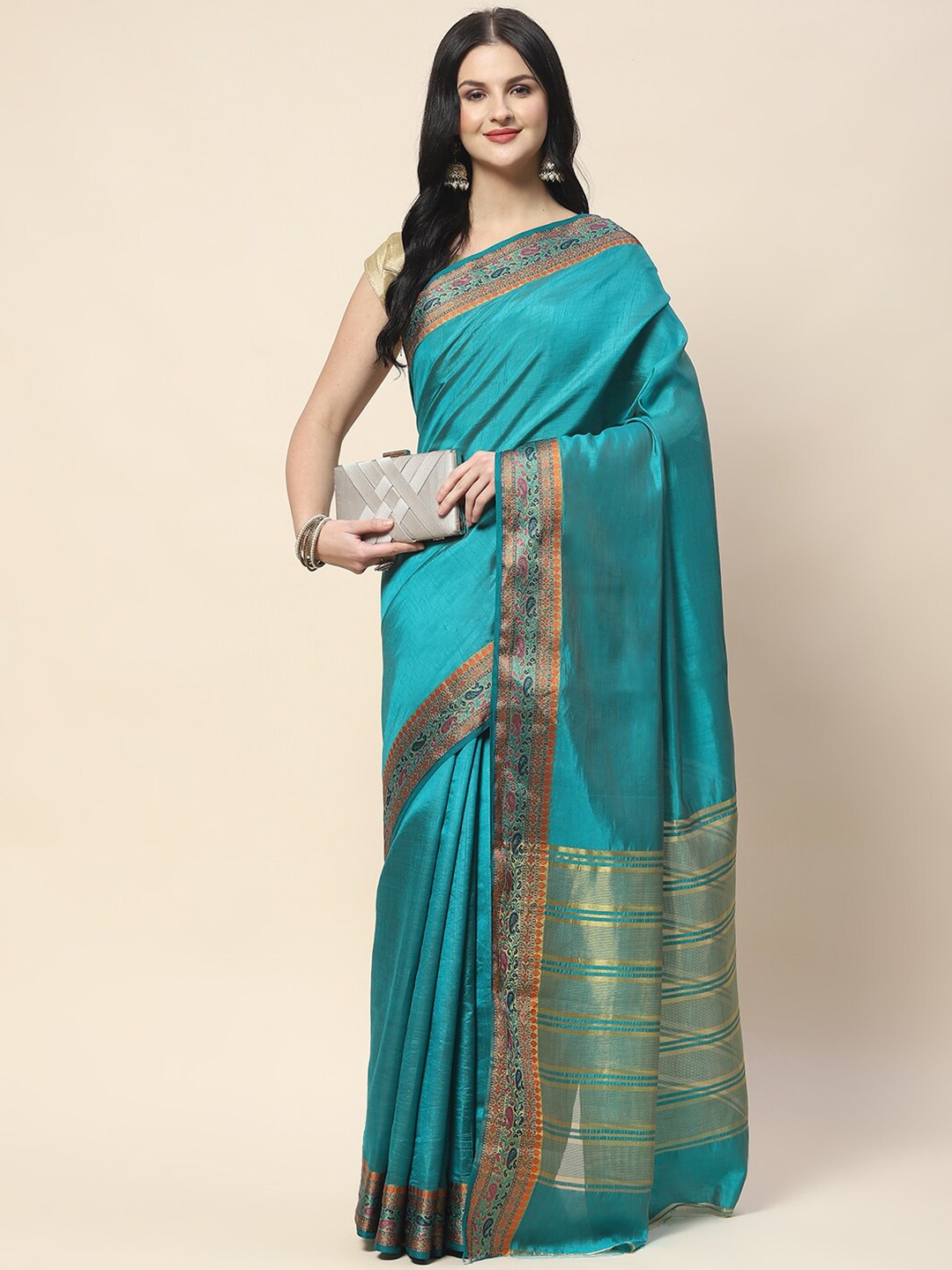 

Meena Bazaar Woven Design Zari Saree, Blue