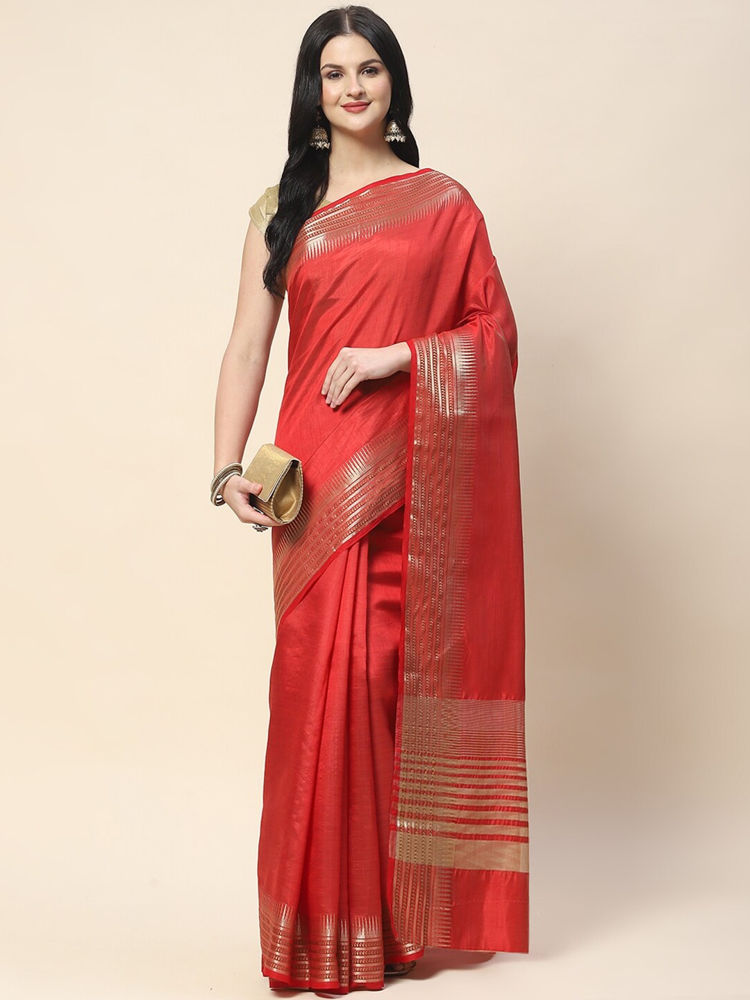 

Meena Bazaar Woven Design Zari Saree, Maroon