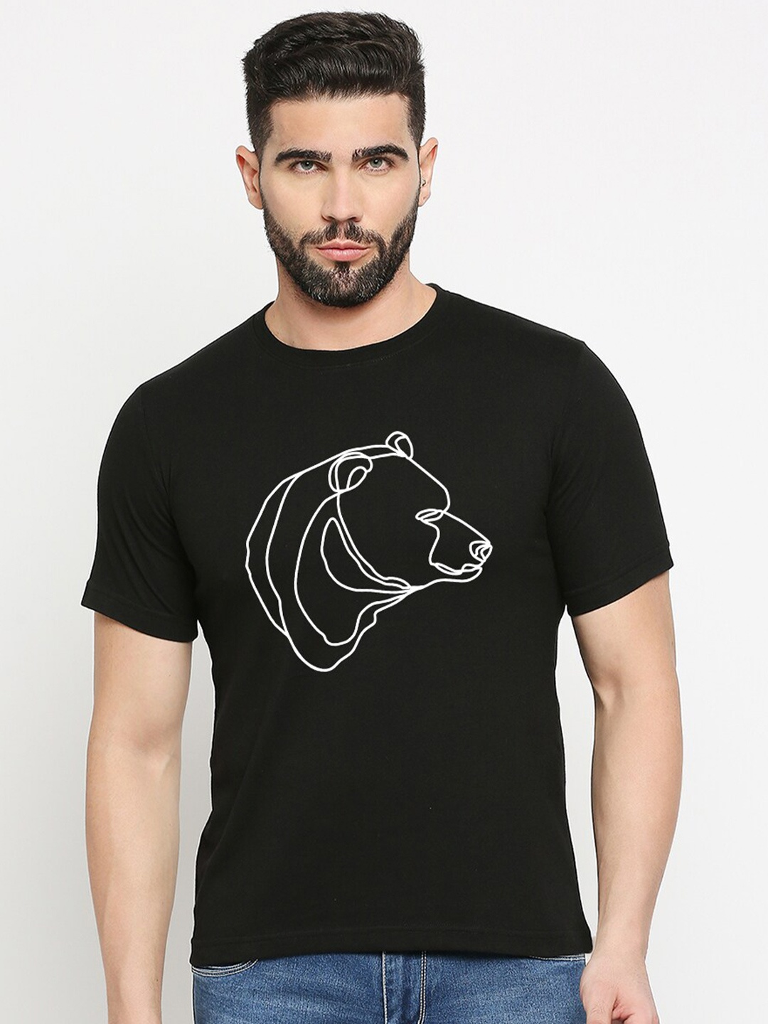 

MOD ECRU Unisex Graphic Printed Cotton Regular Fit T-shirt, Black