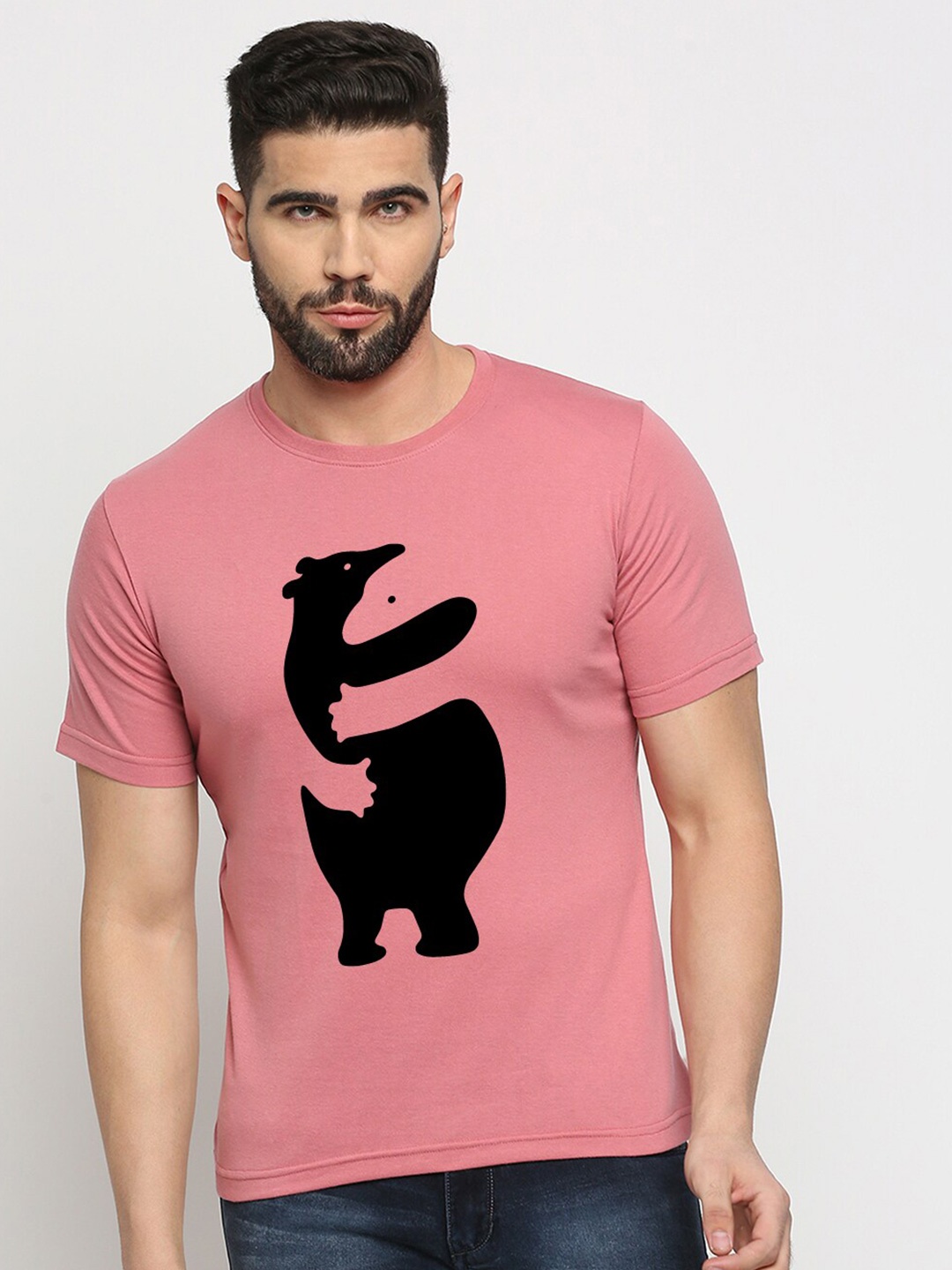

MOD ECRU Unisex Graphic Printed Cotton Regular Fit T-shirt, Pink