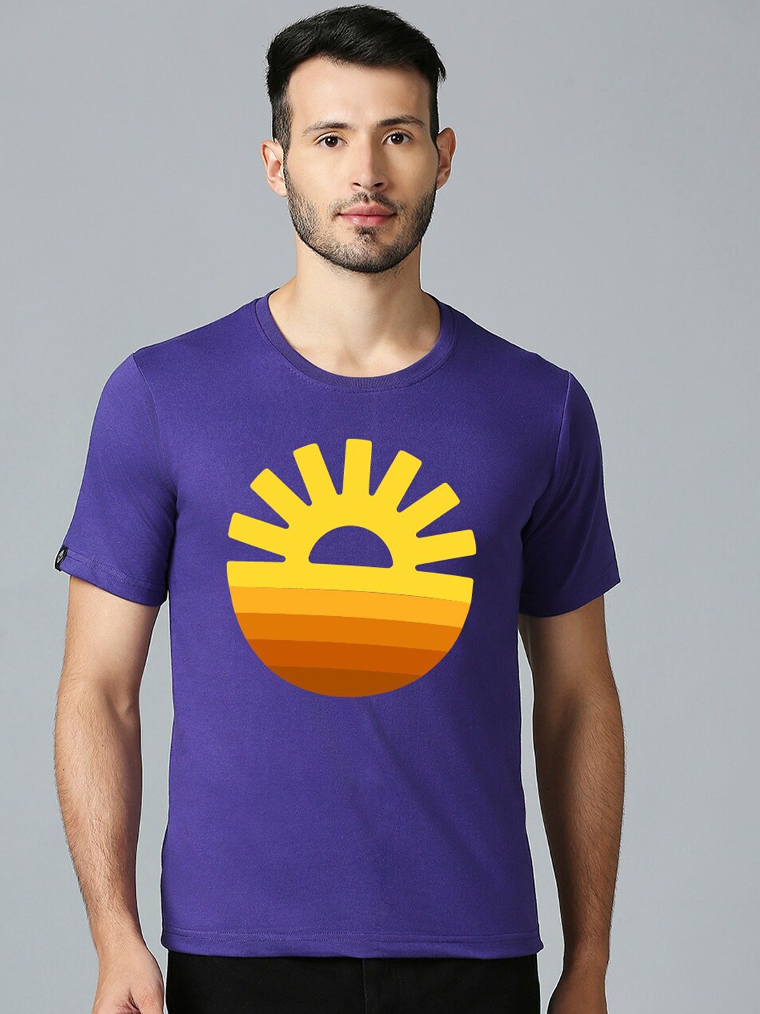 MOD ECRU Unisex Graphic Printed Cotton Regular Fit T-shirt, Purple