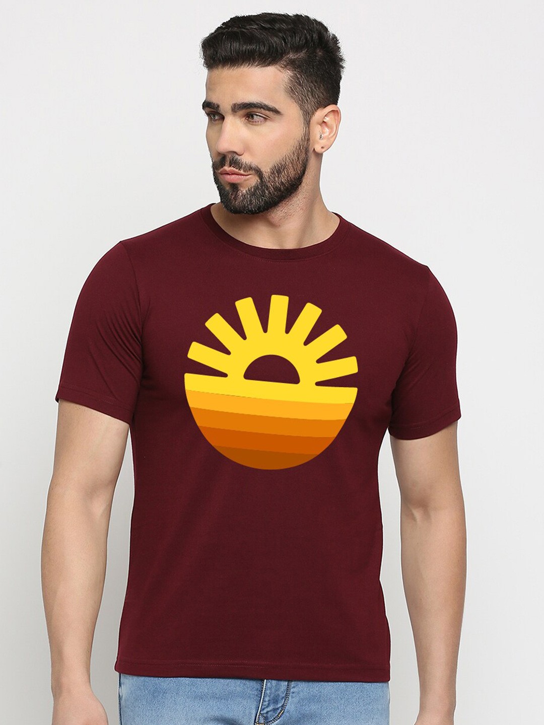 

MOD ECRU Unisex Graphic Printed Cotton Regular Fit T-shirt, Maroon
