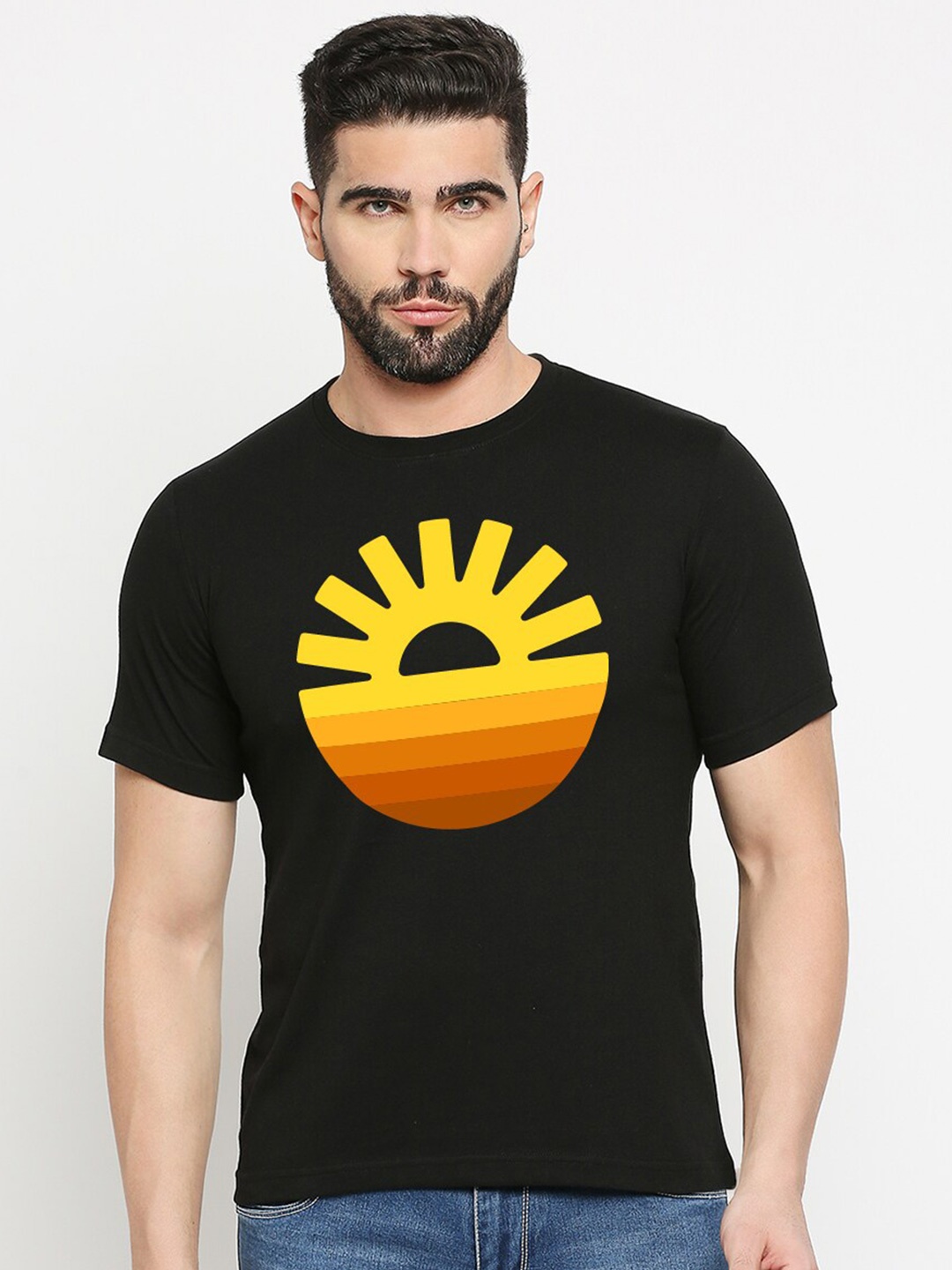 

MOD ECRU Unisex Graphic Printed Cotton Regular Fit T-shirt, Black