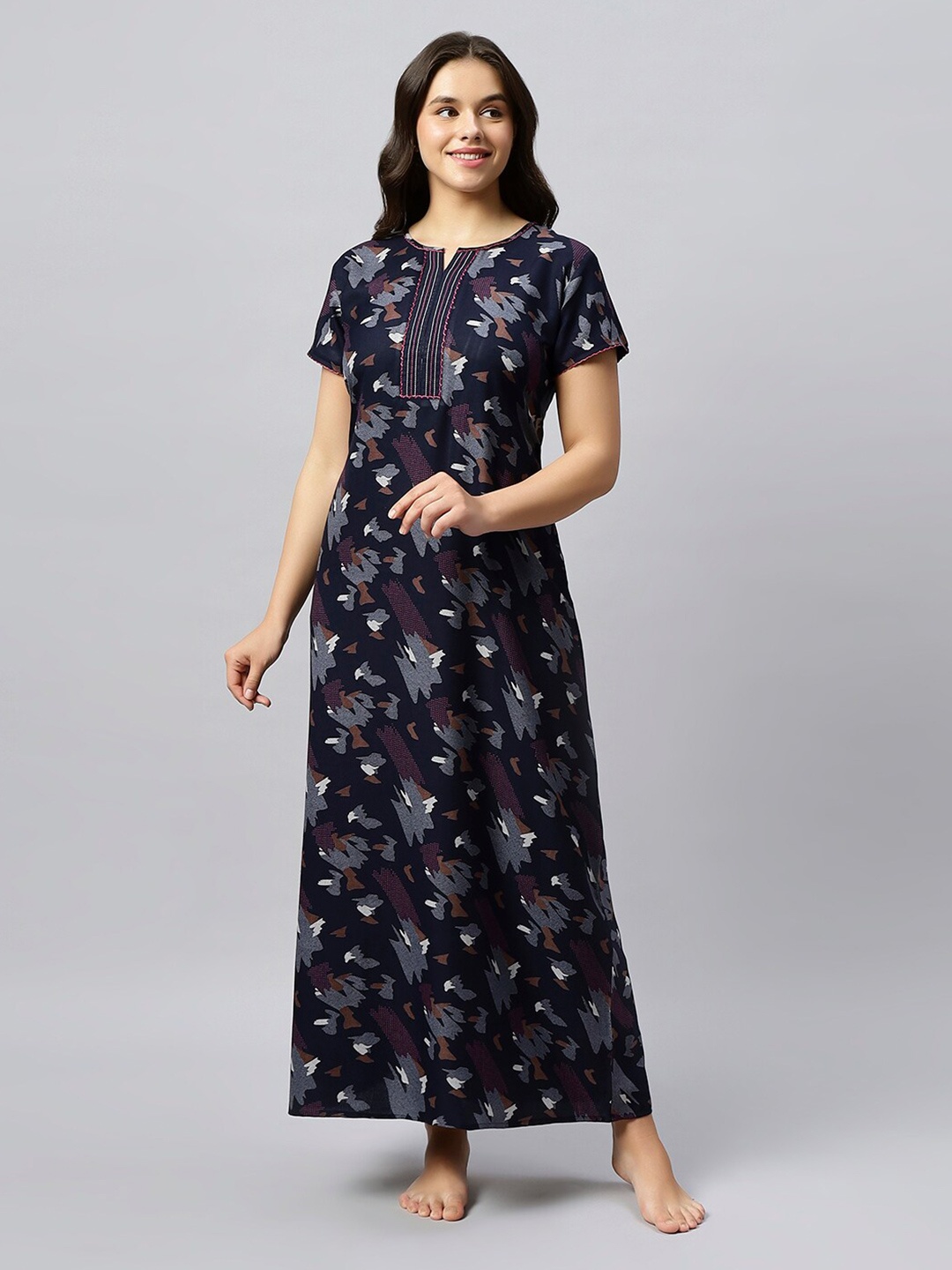 

QUIRA Abstract Printed Maxi Nightdress, Blue