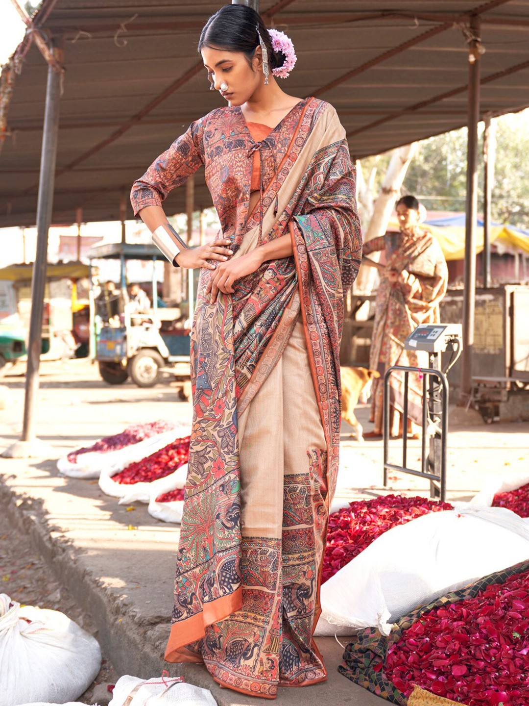 

Saree mall Ethnic Motifs Sarees, Beige