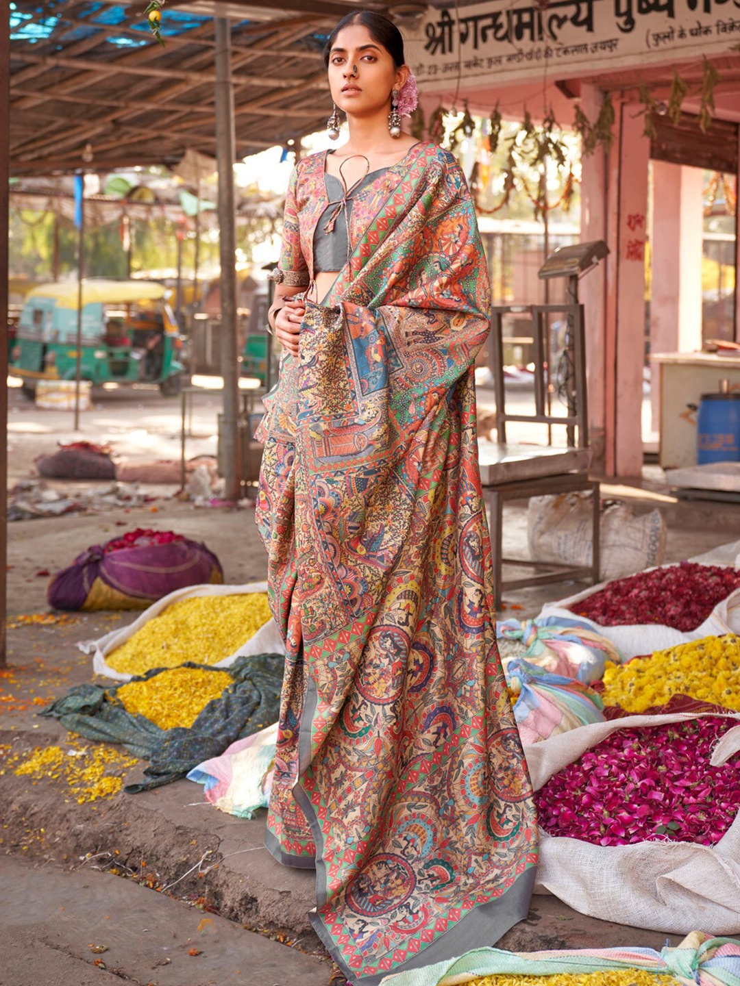 

Saree mall Ethnic Motifs Baluchari Sarees, Beige