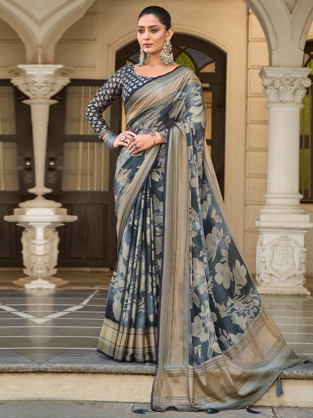 

Saree mall Ethnic Motifs Printed Sarees, Grey